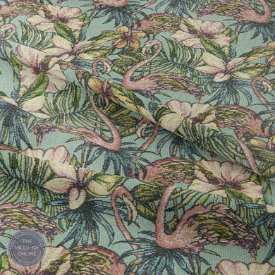 Flamingo Tapestry Duck Egg - Duck egg tapestry with birds for sale uk