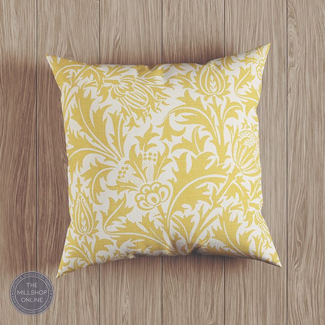 Fouet Mimosa - Bold yellow thistle print roman blind fabric for sale