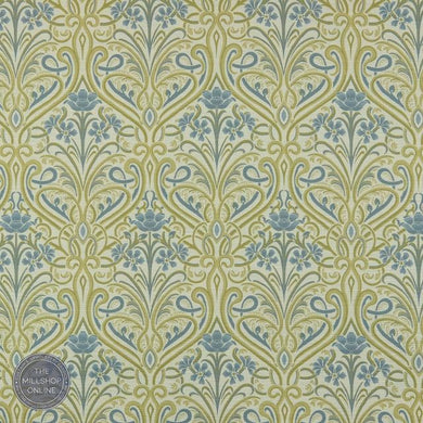 Hathaway Prussian - Prussian blueWilliam Morris style floral fabric for sale uk