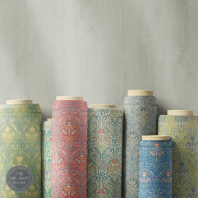 Hathaway Aqua - William Morris print fabric for curtains uk