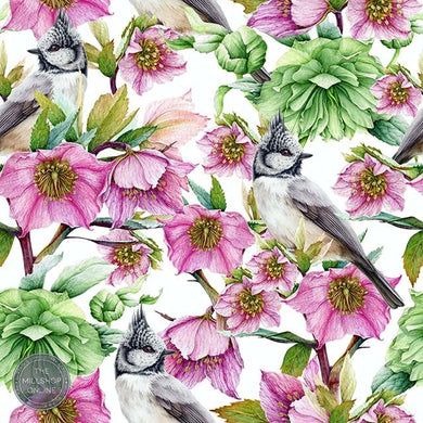 Hellebores White Linen Fabric