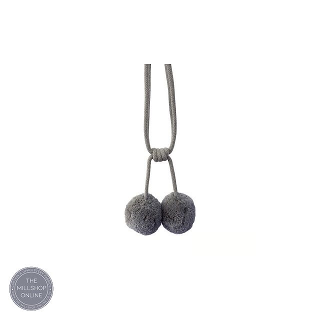 Hygge Tie Back Silver - Silver Grey Pom Pom tie backs for curtains