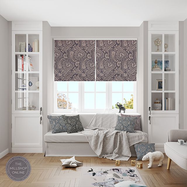Jaipur Navy - Navy eastern inspired curtain fabric for sale