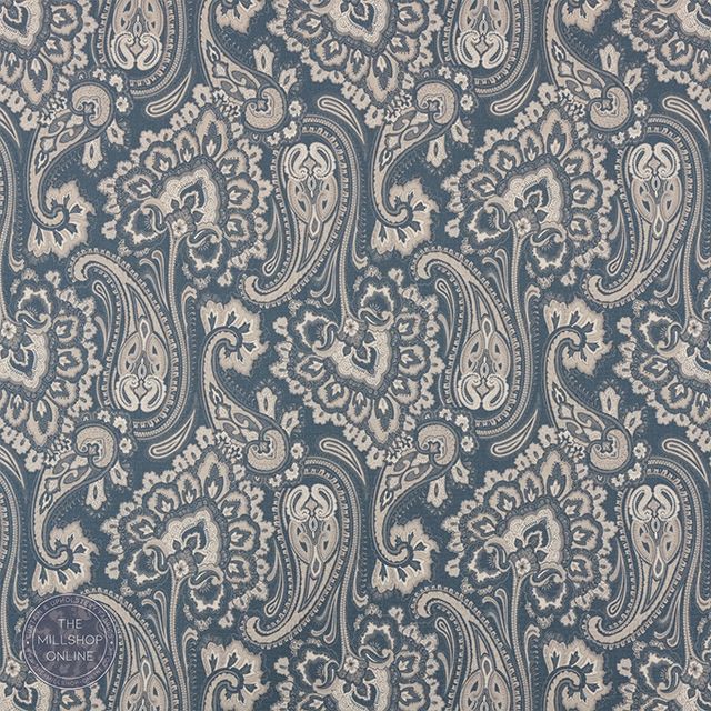 Jaipur Navy - Navy asian inspired curtain fabric for sale uk