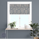 Jaipur Navy - Navy Floral design roman blind fabric for sale uk