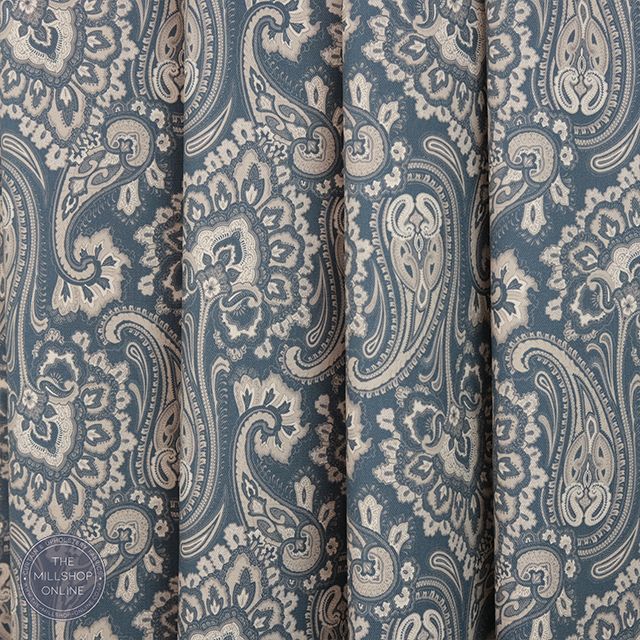 Jaipur Navy - Navy Indian themed fabric for roman blinds