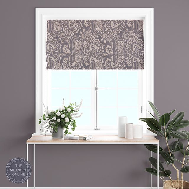 Jaipur Plum - Aubergine Floral fabric for curtains