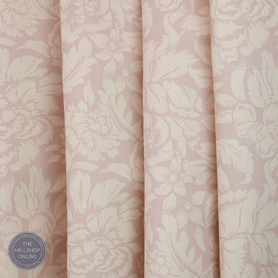 Joelle Dusty Pink - Soft Pink botanical print fabric for roman blinds uk