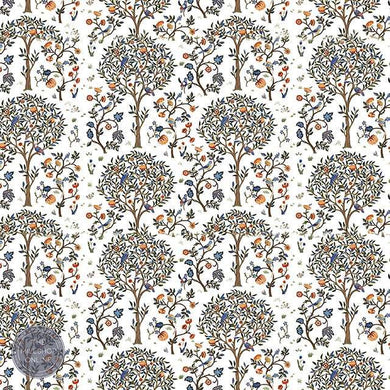 Life Tree White Linen Curtain Fabric
