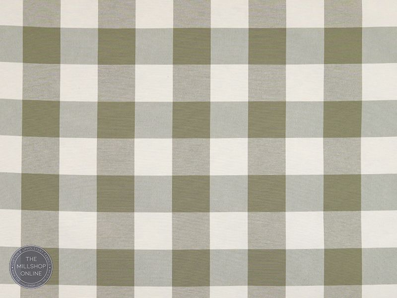 Norfolk Check Sage - Sage green check fabric for curtains uk