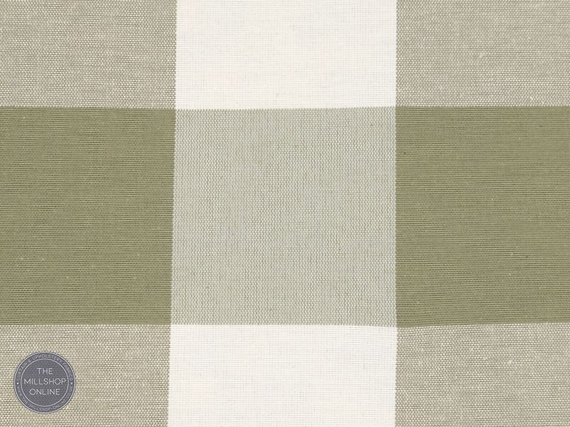 Norfolk Check Sage - Mid Green large gingham check curtain fabric for sale