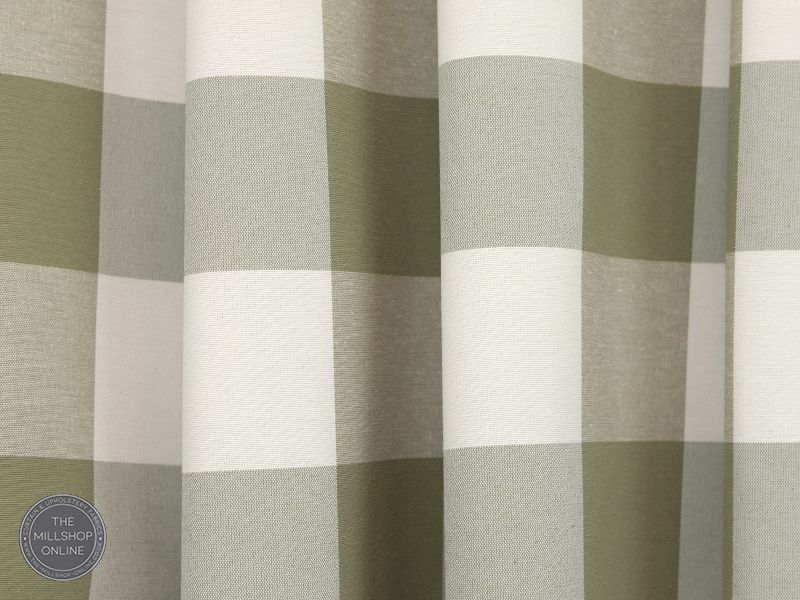 Norfolk Check Sage -  Green natural large gingham check roman blind fabric