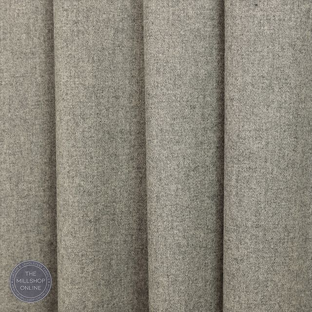 Prestwick Pure Wool Curtain Fabric - Grey