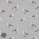 Seagulls Grey Flat Cotton Fabric