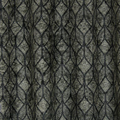Cairo Velvet Noir - Black contemporary style curtain fabric for sale