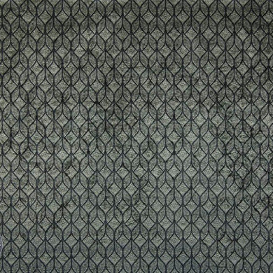 Cairo Velvet Noir - Black Geometric design upholstery fabric