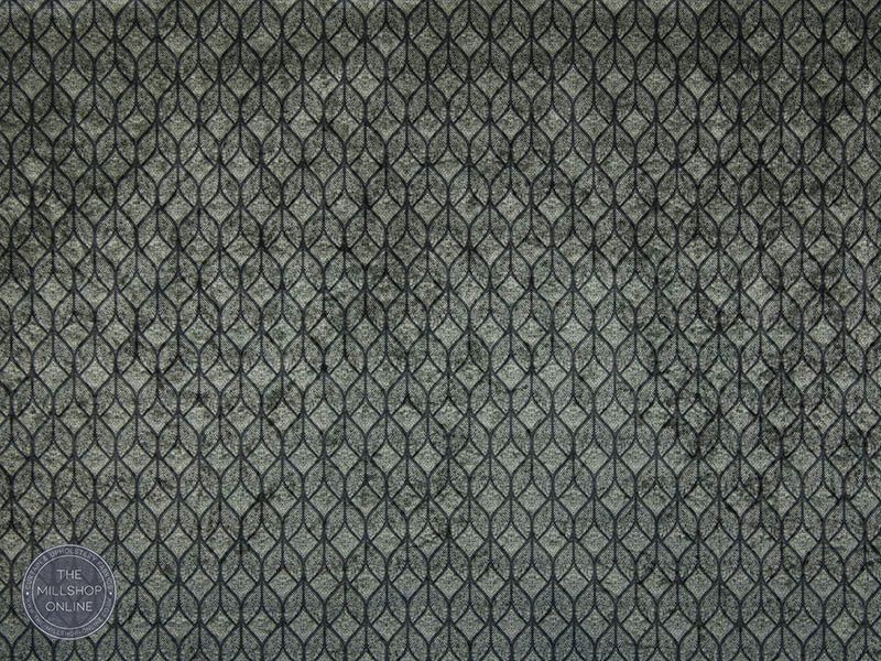 Cairo Velvet Noir - Black Geometric design upholstery fabric
