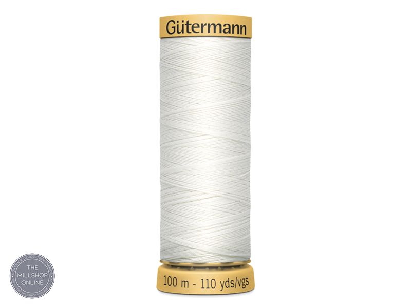 Gutermann Natural Cotton Thread 100 mts Thread 100 mts - White - White 100% polyester sewing thread