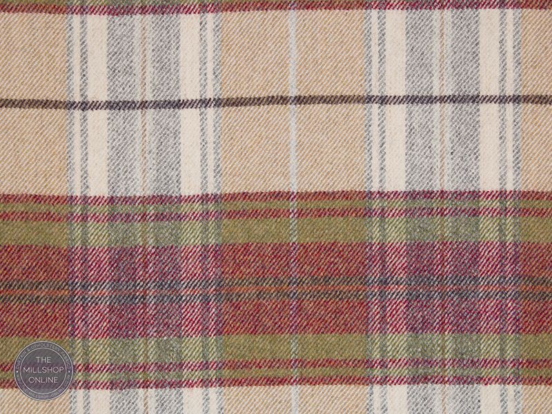 Hamilton Plaid Red Oatmeal - Red Tartan Check fabric for curtains for sale