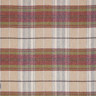 Hamilton Plaid Red Oatmeal - Oatmeal red mix wool tartan upholstery fabric 