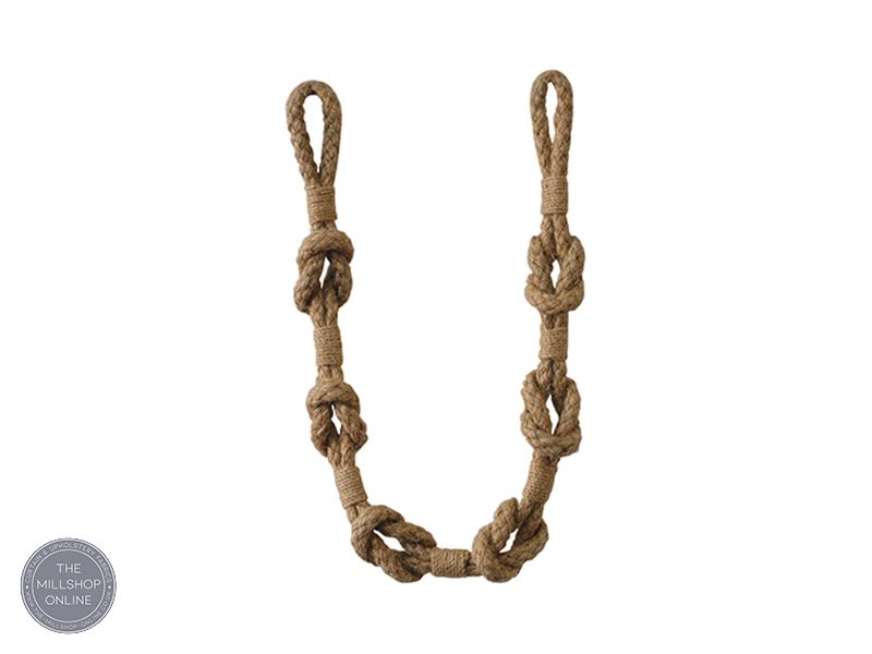 Knotted Tieback Jute - Jute Hessian knotted rope style tieback for sale uk