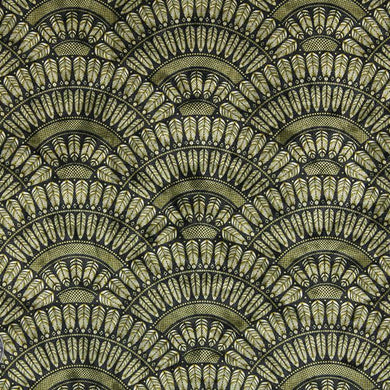 Lafon Noir - Black Art deco patterned velvet fabric for sale
