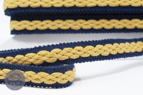 Woven Braid Trim Navy/Mustard
