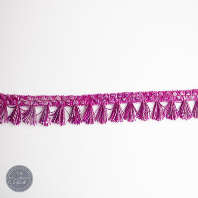 Filigree Tassel Trim Pink - Pink Tassel edge trim for curtains