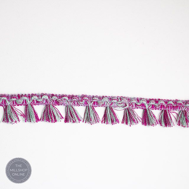 Filigree Tassel Trim Pink/Turquoise - Pink Turquoise tassel trimming