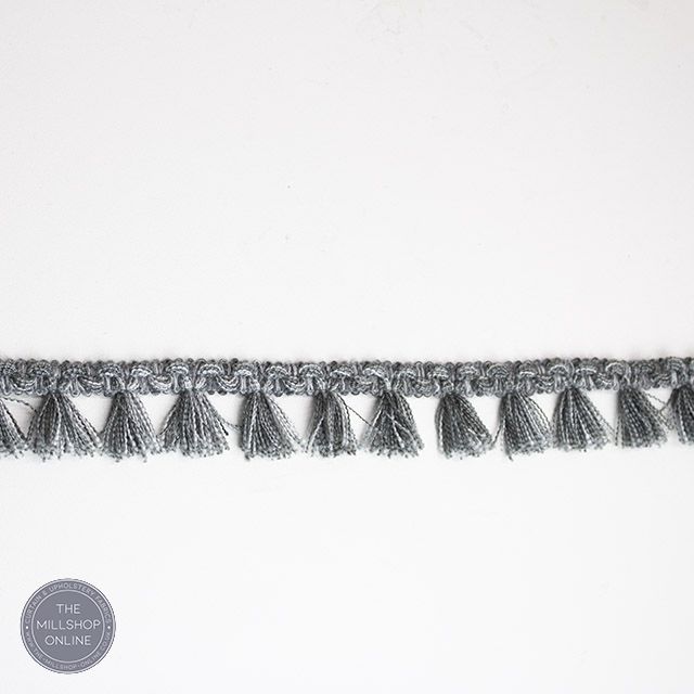 Filigree Tassel Trim Slate - Slate grey tasseled trimming for blinds