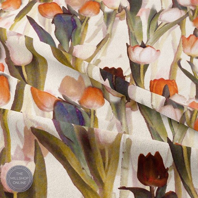 Tulips Vibrant Orange Roman Blind Fabrc