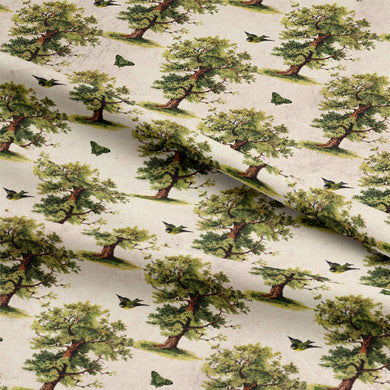 Vintage Oak Cotton Curtain Fabric - Green
